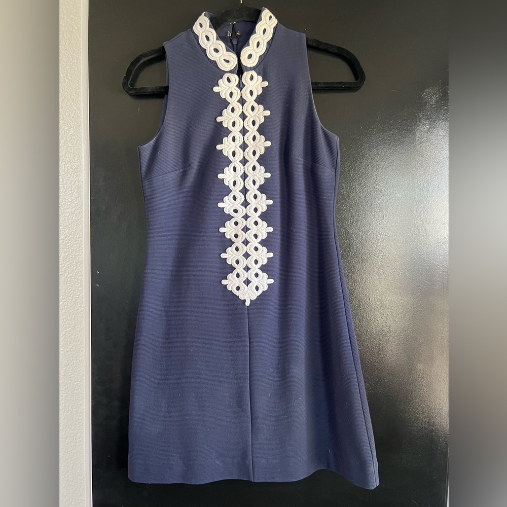 Lilly Pulitzer Callista lace sleeveless Dress Navy Blue XS